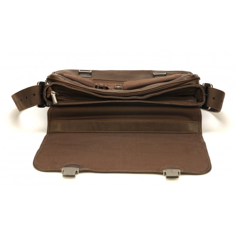 Sacoche porte document Arthur aston chataigne ouvert