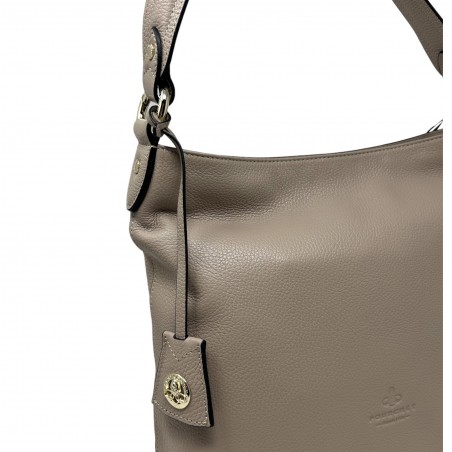 Sac besace POURCHET Beige detail charm