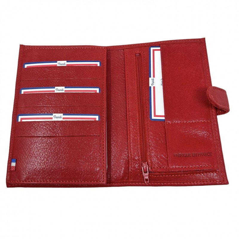 portefeuille dame cuir irisé rouge FRANDI