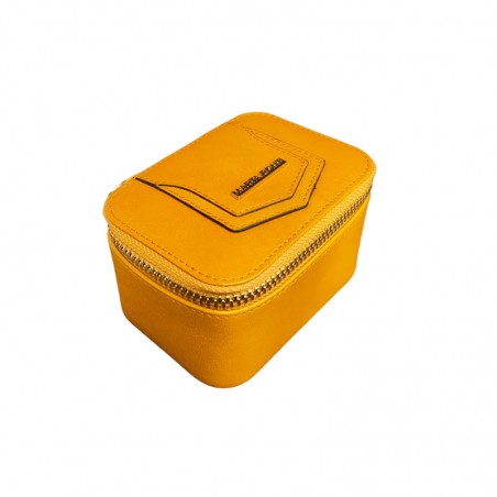 Etui bijoux cuir jaune vue face