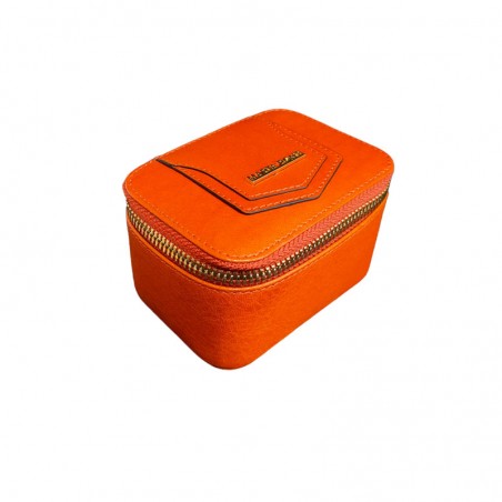 Etui bijoux cuir orange vue face