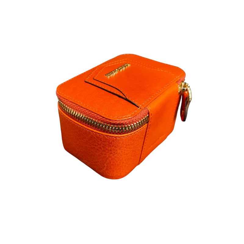 Etui bijoux cuir orange vue dos