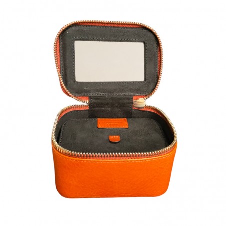 Etui bijoux cuir orange vue interieur