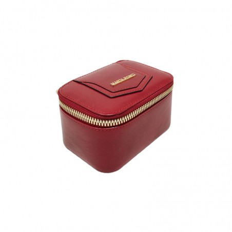 Étui bijoux cuir rouge vue face Étui bijoux cuir rouge vue face