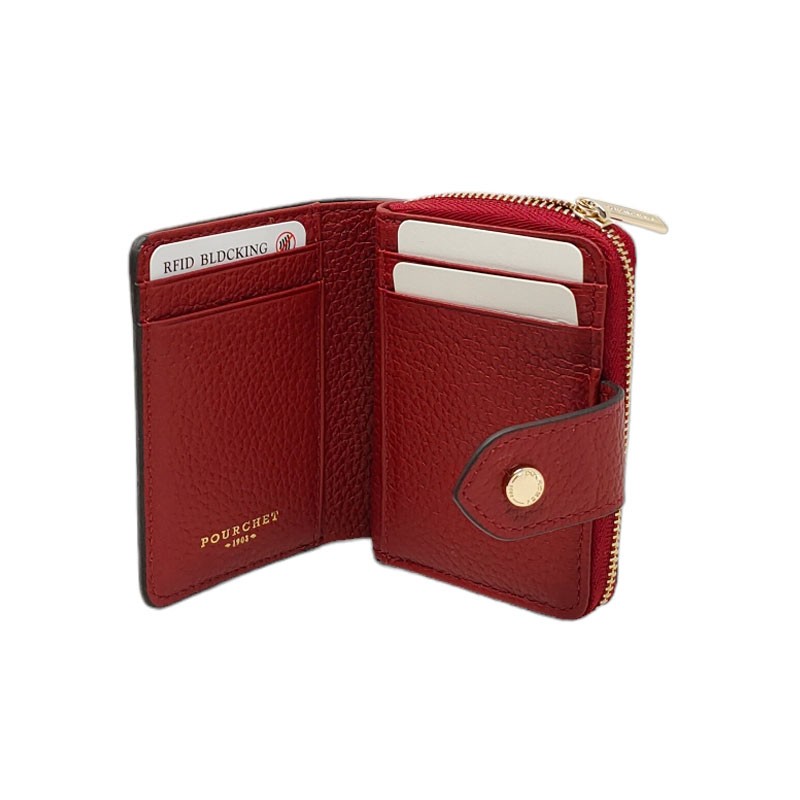 Mini portefeuille rouge vue sur l'intérieur