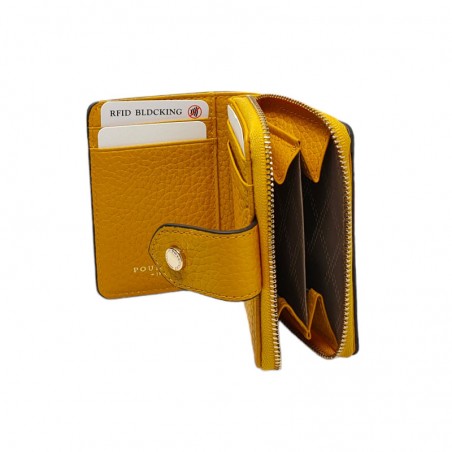Mini portefeuille jaune vue sur l'intérieur Mini portefeuille jaune vue sur l'intérieur