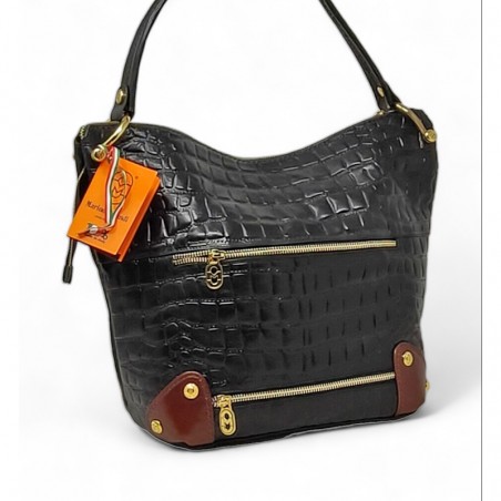 Marino Orlandi sac besace effet croco noir fdos