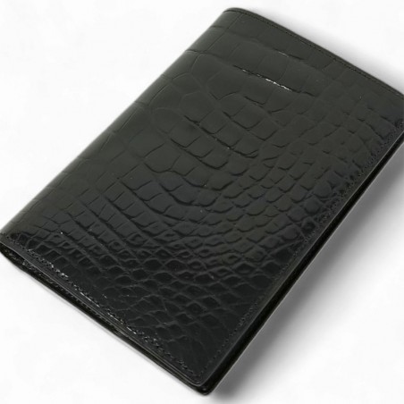 Portefeuille classique crocodile noir