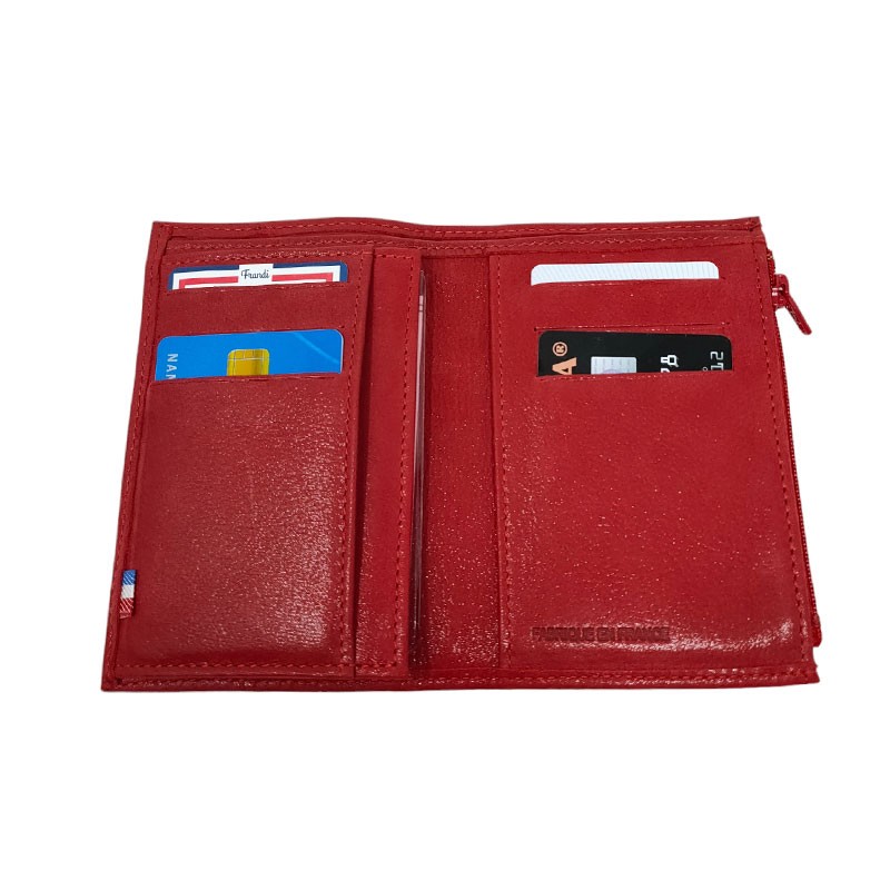 Portefeuille dame FRANDI carte et identité rouge