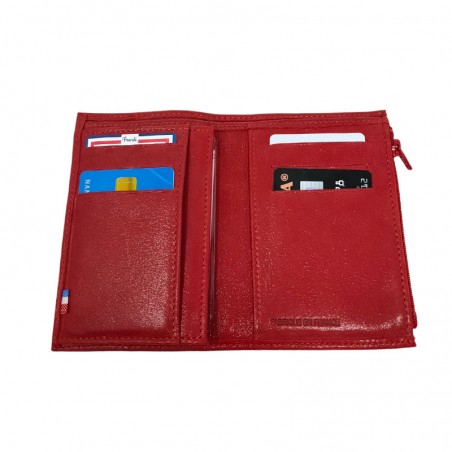 Portefeuille dame FRANDI carte et identité rouge