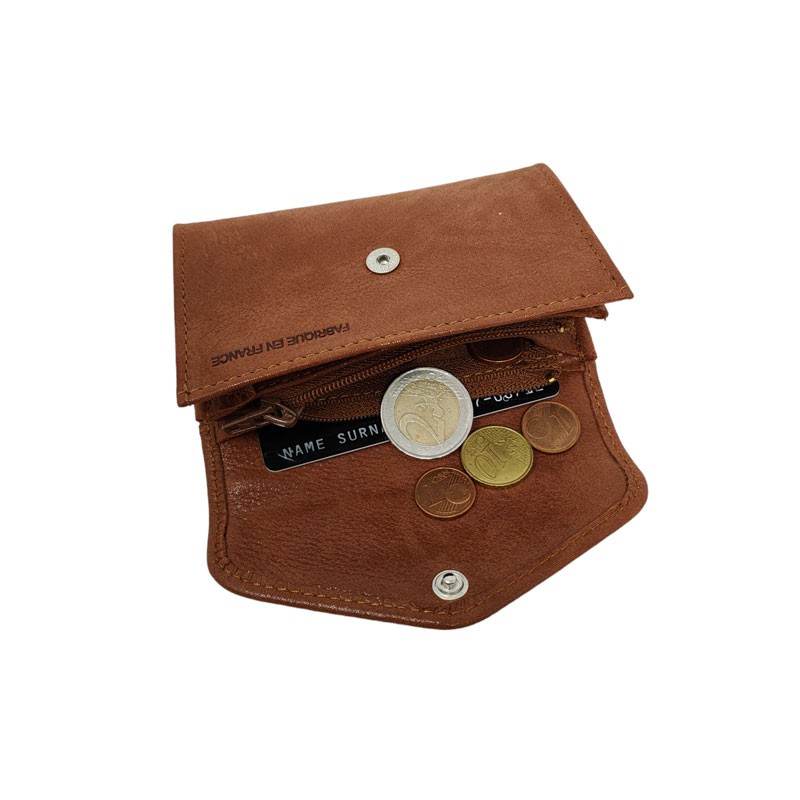 Petit porte monnaie Dame FRANDI glitter marron intérieur