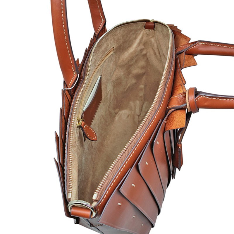 sac shopping porté main 07392 BOLDRINI cognac ouvert