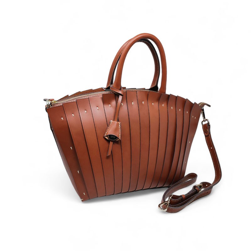 sac shopping porté main 07392 BOLDRINI cognac bandoulière