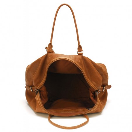 sac week end Arthur aston cuir cognac ouvert