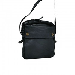 sac homme cuir souple noir face