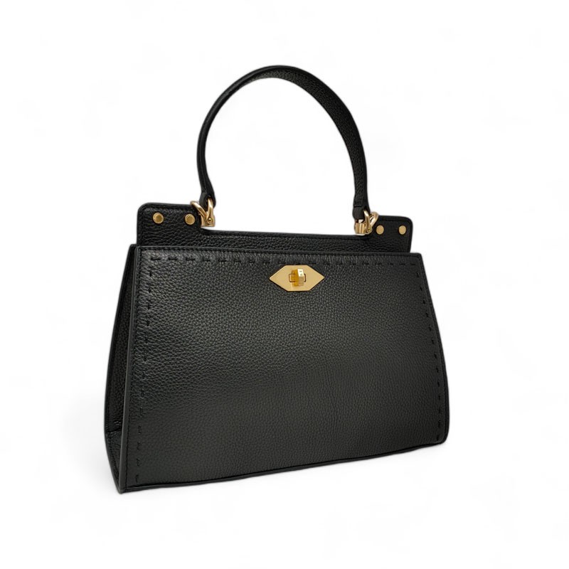 Sac dame Pourchet Trianon noir bandoulière 78072 face