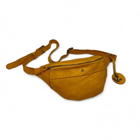 Sac banane simple cuir souple Harbourd 2nd jaune face