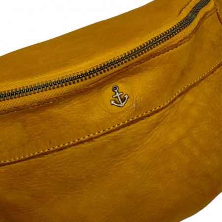 Sac banane simple cuir souple Harbourd 2nd jaune détail