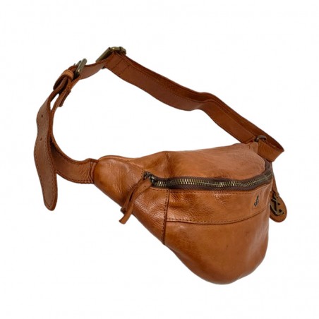 Sac banane simple cuir souple Harbourd 2nd marron coté