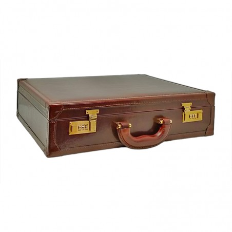 Attaché-case en cuir Time Resistance marron fermé