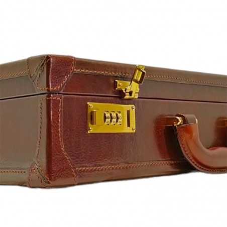 Attaché-case en cuir Time Resistance marron fermoir