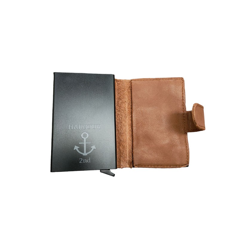 Portefeuille RFID boitier alu Harbour 2nd marron ouvert