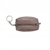 Porte monnaie en grain de café marron chocolat vue de face avec anneau pour clés Porte monnaie en grain de café marron chocolat vue de face avec anneau pour clés