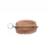 Porte monnaie en grain de café marron vue de face avec anneau pour clés Porte monnaie en grain de café marron vue de face avec anneau pour clés