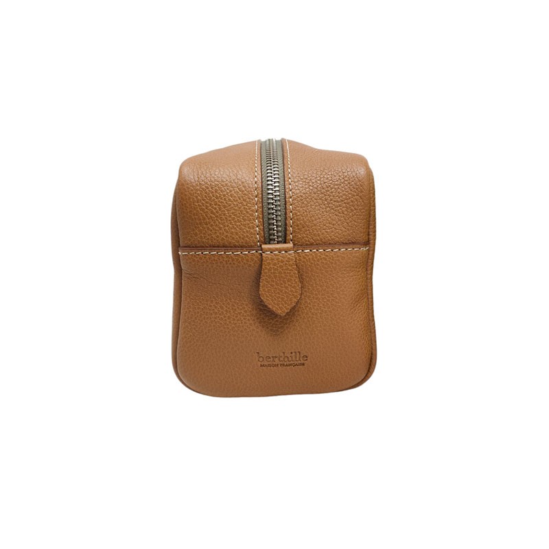 Trousse de toilette Berthille marron profil