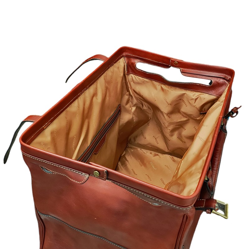 Sac de voyage en cuir KATANA marron ouvert 33154