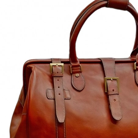 Sac de voyage en cuir KATANA marron détail 33154 Sac de voyage en cuir KATANA marron détail 33154