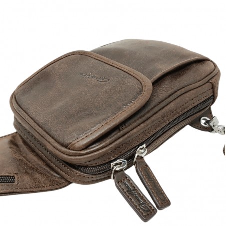 Sac holster homme Gérard Henon 8150 Sahara marron foncé détail