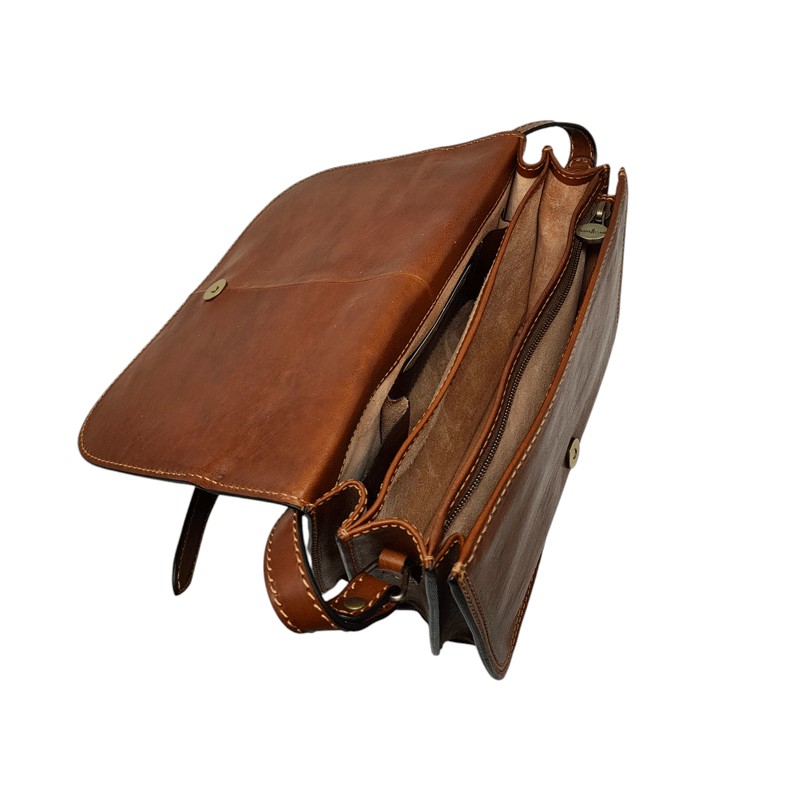 GIANNI CONTI 913185 besace à rabat marron vue du dessus