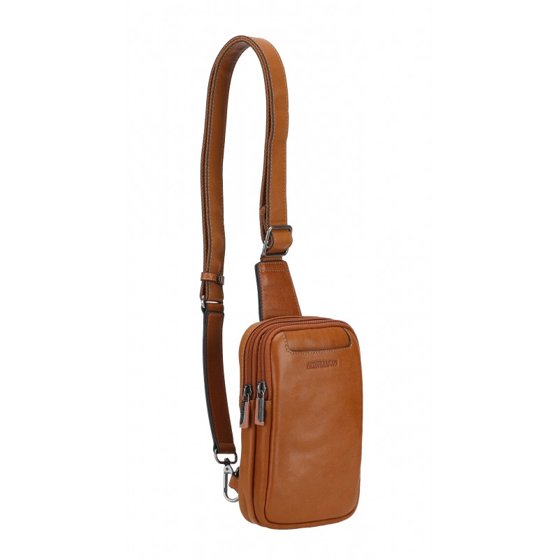 Sac homm body bag coté cognac