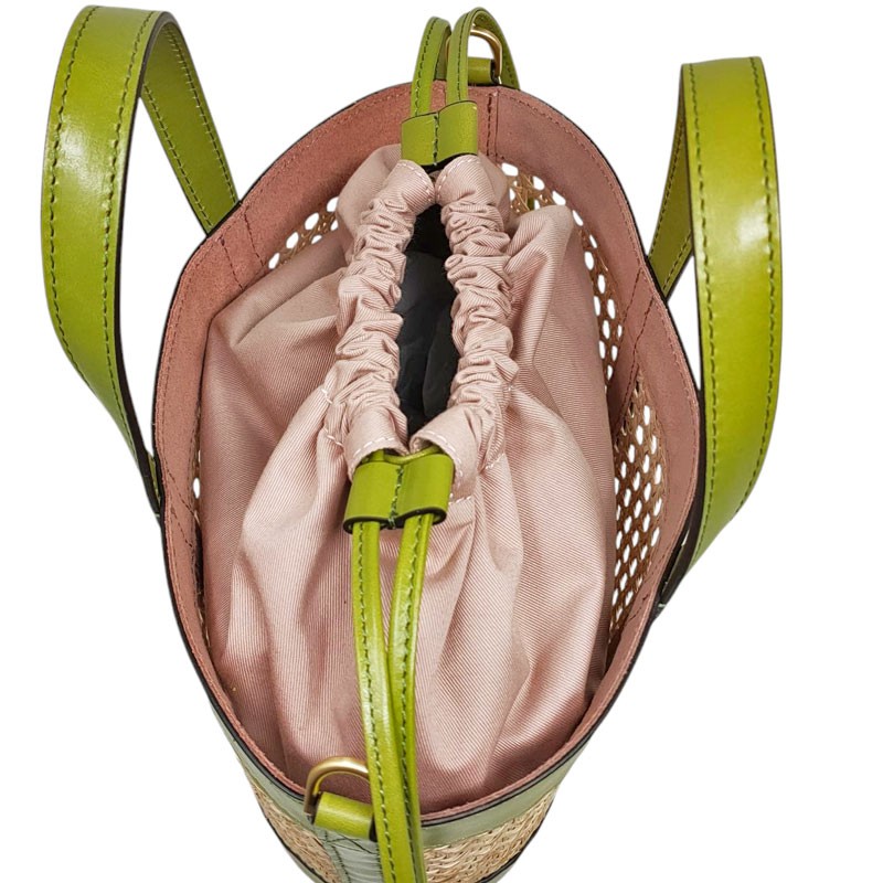 sac seau paille THE BRIDGE pistache dessus