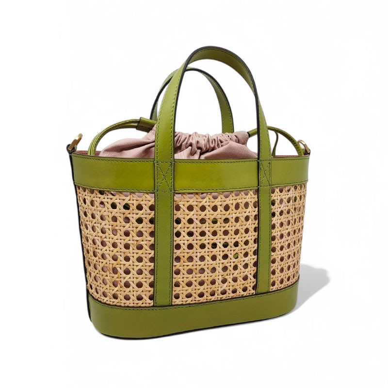 sac seau paille THE BRIDGE pistache face
