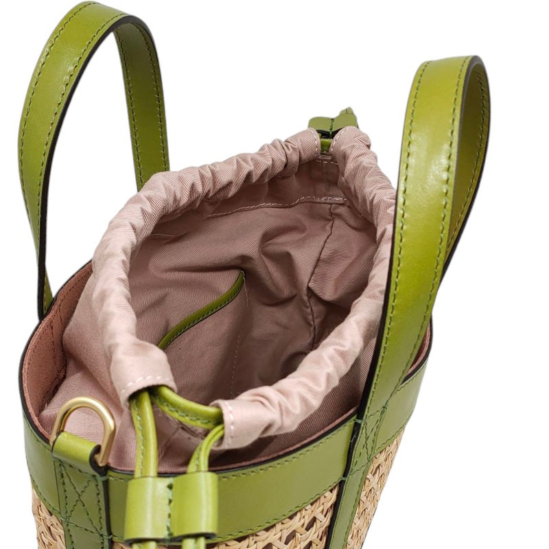 sac seau paille THE BRIDGE pistache ouvert