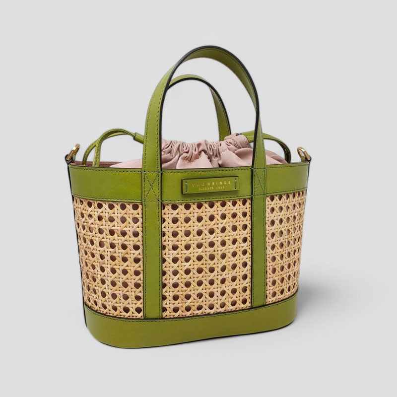 sac seau paille THE BRIDGE pistache détail