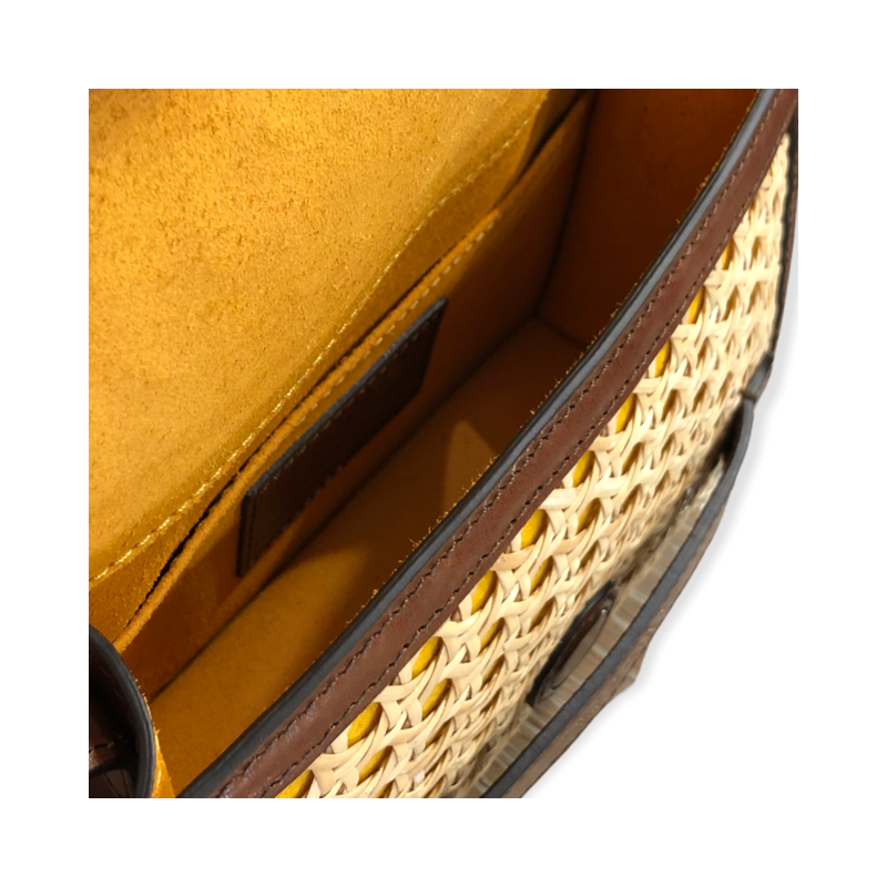 The Bridge sac rabat rotin et cuir marron interieur