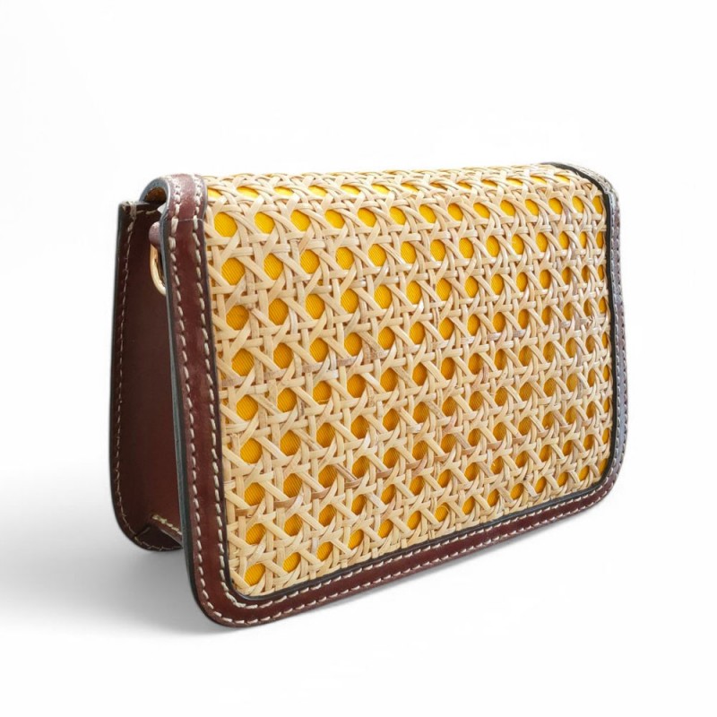 The Bridge sac rabat rotin et cuir marron dos