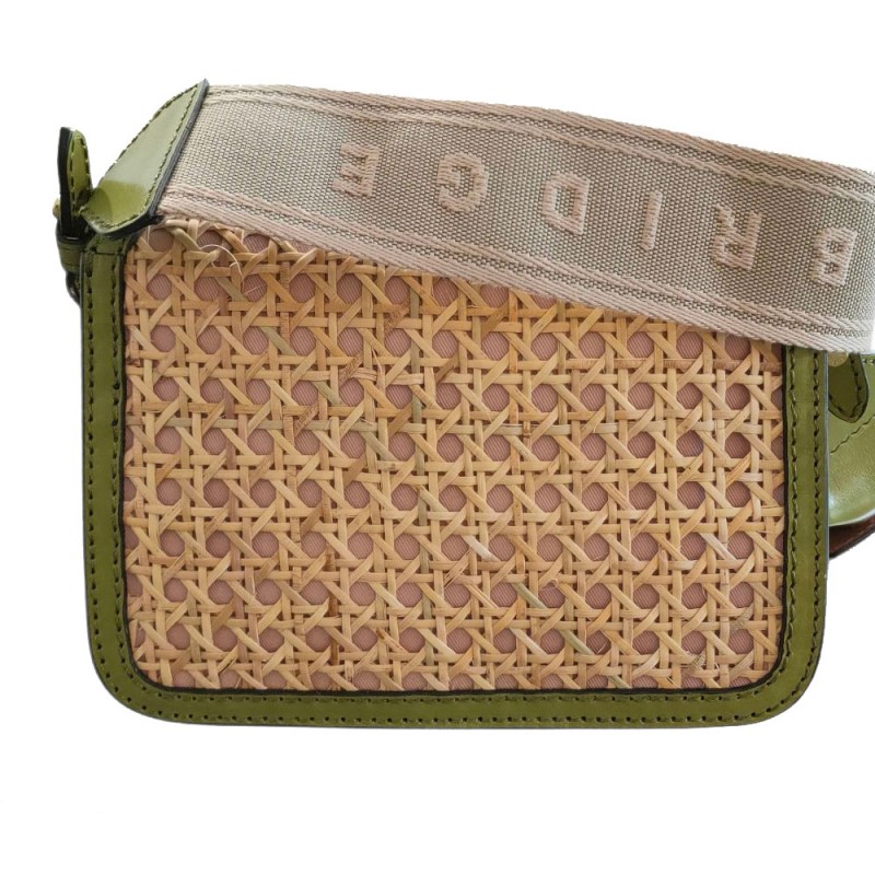 The Bridge sac rabat rotin et cuir pistache dos