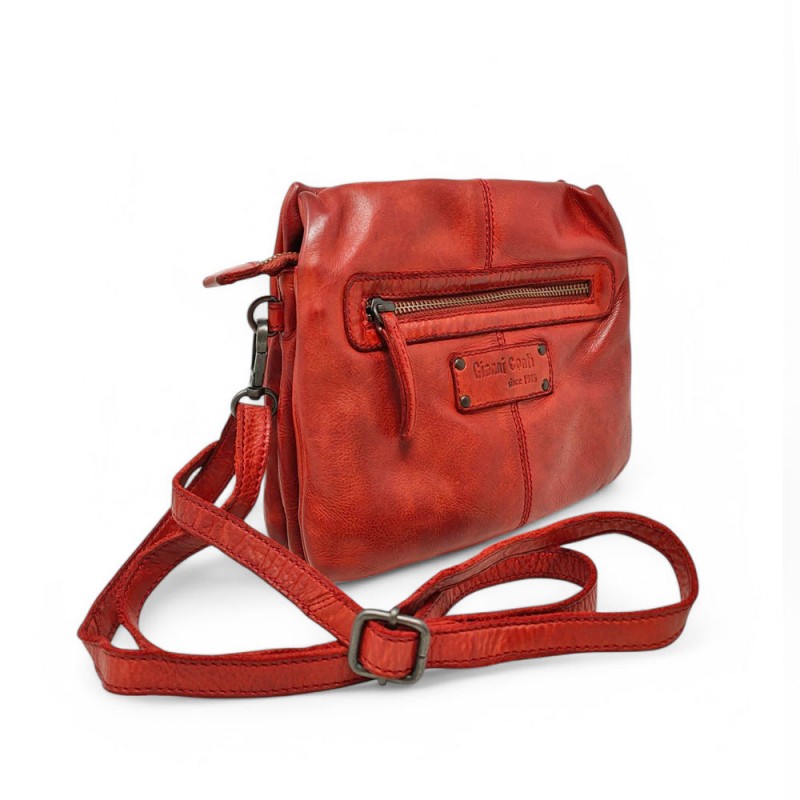 Petit sac vintage rouge Gianni Conti photo dos et bandoulière
