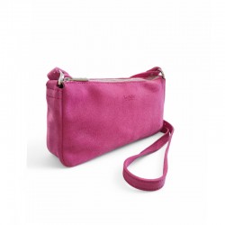 sac pochette souple cuir nubucké fuschia