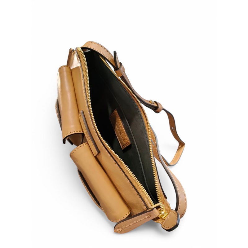Sac trotteur zippé THE BRIDGE beige ouvert