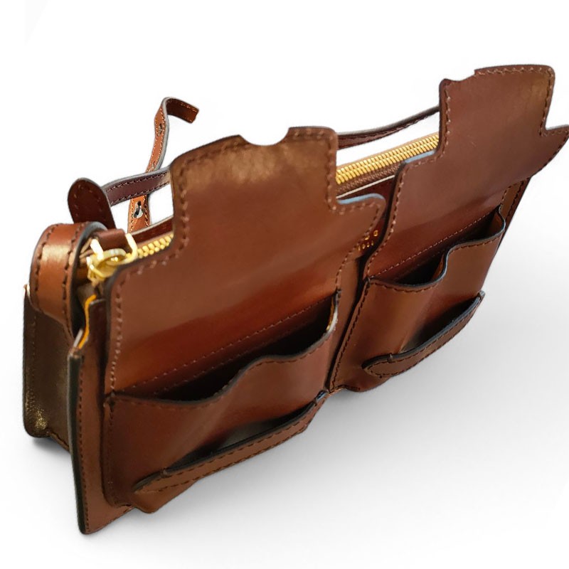 Sac trotteur zippé THE BRIDGE marron 041505 poches