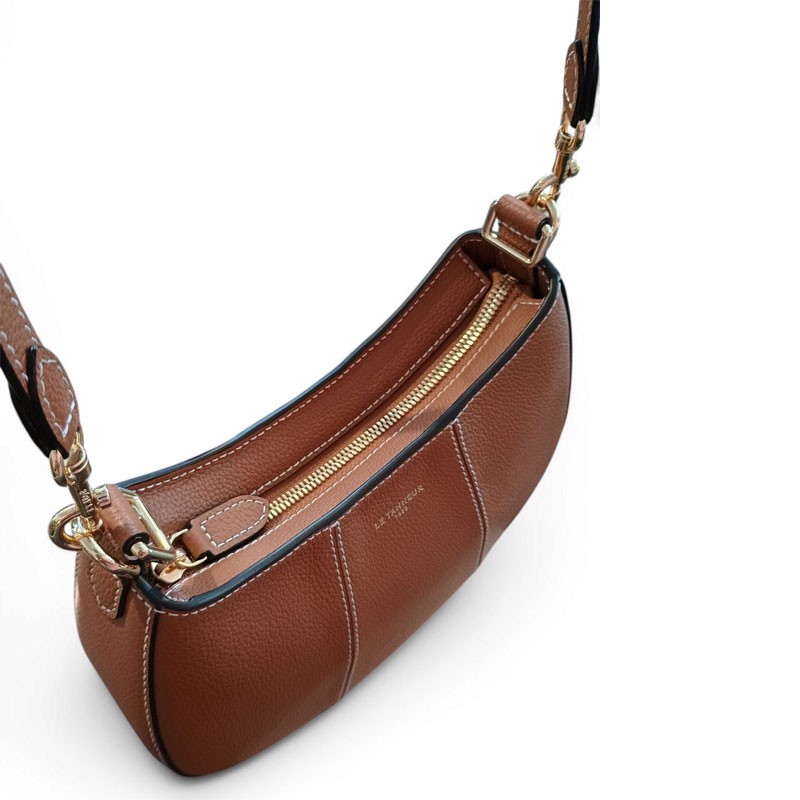 Petit sac demi lune Le Tanneur jet1050 tan zip