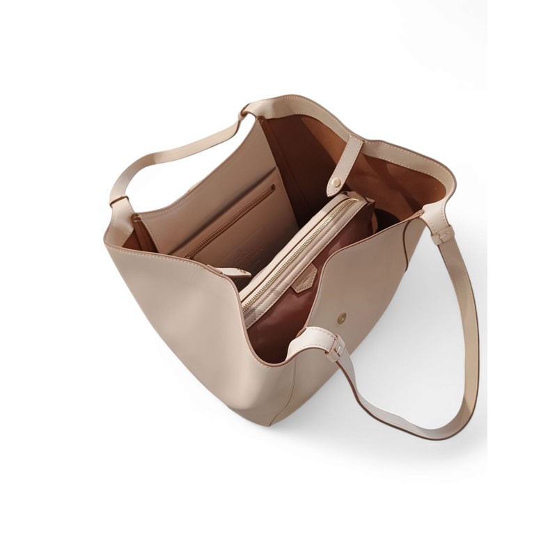 Sac dame Pourchet 25002 beige ouvert