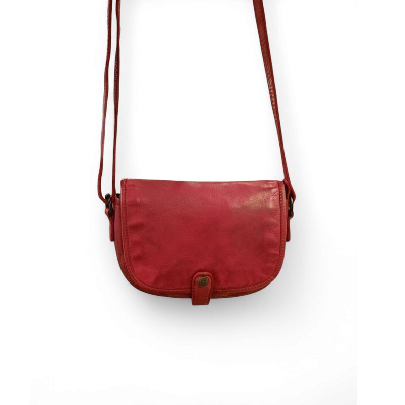 G CONTI mini sac travers dame cuir souple rouge