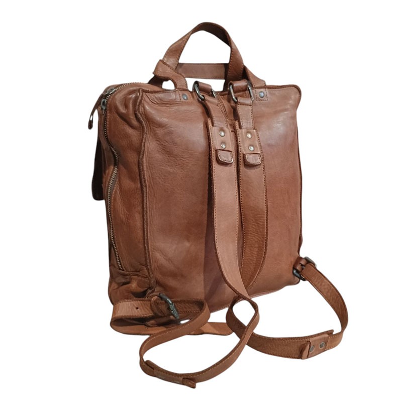 Sac a dos cuir vintage souple HAROLDS marron dos