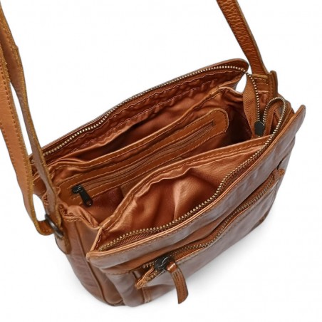 Petit sac Gianni CONTI multipoches 4203379 marron ouvert Petit sac Gianni CONTI multipoches 4203379 marron ouvert